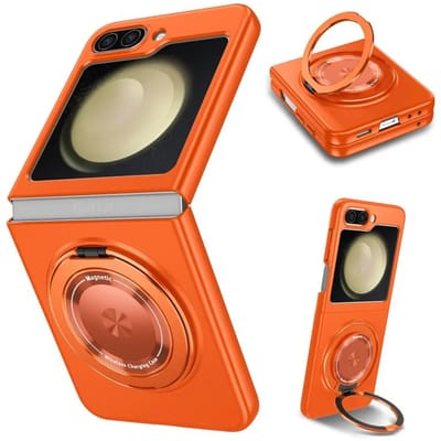 Telefoonhoesje met 360° magnetische ring en standaard voor Samsung Galaxy Z Flip 6 5 4 3 Flip5 Flip4 Flip6, harde beschermhoes For Galaxy Z Flip4