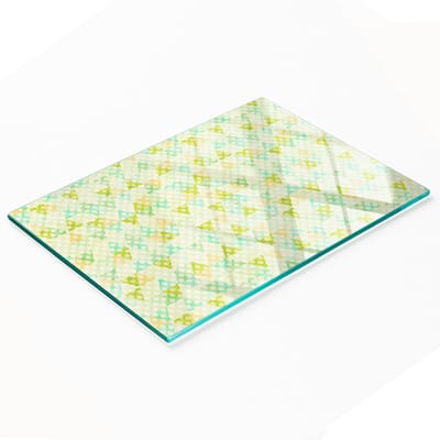 Stijlvol en duurzaam glazen bord met print van geometrische vormen, 80x52 cm