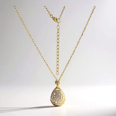 Cavill - 925 Sterling Zilver Ketting met 115 Sprankelende Nigeriaanse Zirkonen - Druppel Hanger 26x14 mm - Verstelbare Elegante Dames Sieraad 45-50 cm