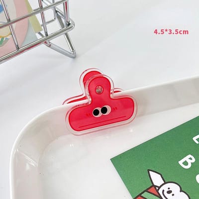 1 stuks schattige grote ogen patroon plastic bindmiddel clip planner clips papierklem kantoor decoratieve benodigdheden school kantoorbenodigdheden rood