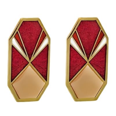 Behave - Dames oorbellen stekers rood vintage stijl geometrisch - 3 cm