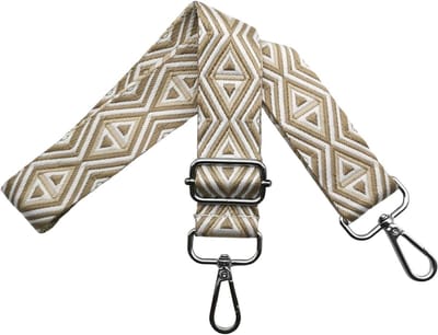 Verstelbare Schouderband voor Handtassen, Draagriem voor Tassen, 3.8 cm Breed met Zilveren Karabijnhaak, Ideaal voor Vrouwen, Wit/Khaki, Comfortabel en Stijlvol