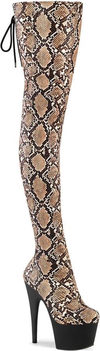 Pleaser - ADORE-3008SP-BT Plateau Overknee Laarzen - US 5 - 35 Shoes - Bruin/Zwart