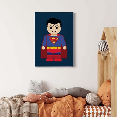Canvas print DD123202 Superman toy A.S. Création 0,5 x 0,7 m Blauw Kantoor Hal/Gang Keuken Slaapkamer Woonkamer