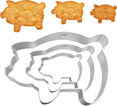 Set van 3 Varkens Koekjesuitsteekvormen, 8.5cm/6.5cm/5cm, Perfect voor Fondant, Chocolade en Bakken