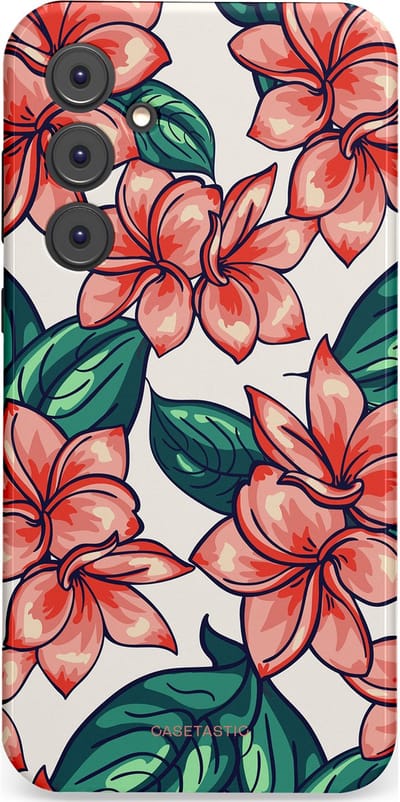 Casetastic hoesje geschikt voor Samsung Galaxy A35 - Dubbellaagse bescherming - Bloemenparadijs - Fashion Case - Petrol Koraal Perzik Wit