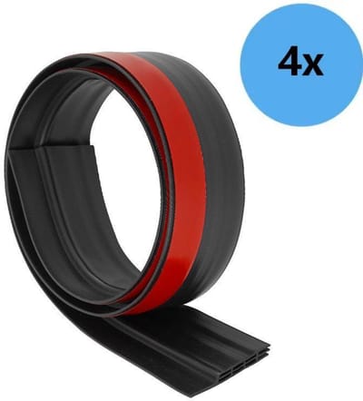 Deuronderafdichtingsstrip en deurrubber -4-pack- Nieuw type geïsoleerde deuronderafdichtingsstrip (snelle installatie) - Ideaal voor isolatie tegen kou, lawaai en vocht - 1m*5cm -Zwart