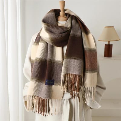 Luxe Warme Kasjmier Sjaal Voor Vrouwen Winter Mannen Sjaal Omwikkeling Pashmina Geruit Vrouwelijke Bufanda Echarpe Foulard Stolen 53x200 cm gray