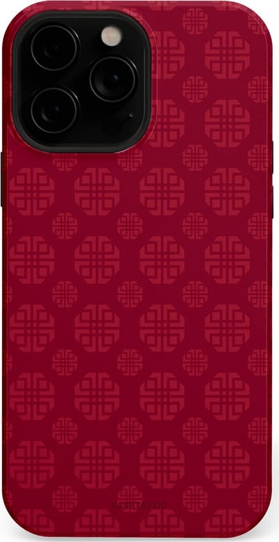 Casetastic Hoesje Geschikt voor Apple iPhone 13 Pro Magsafe - Stijlvolle Beschermende Duo-layer Case - Oosters Rood