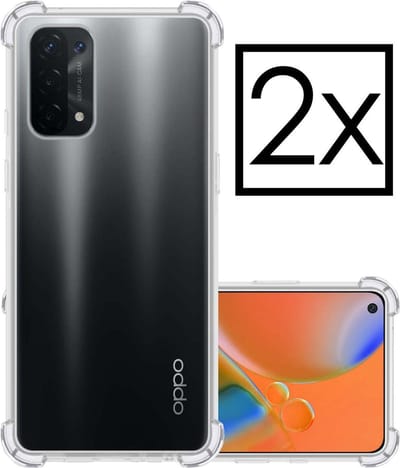 Hoesje - 2 Stuks - Geschikt voor OPPO A74 5G - Sterk & Shockproof - Siliconen Case - Back Cover - Telefoon Hoes Shock Proof - Transparant
