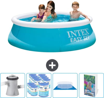 Intex Rond Opblaasbaar Easy Set Zwembad - 183 x 51 cm - Blauw - Inclusief Zwembadfilterpomp - Filters - Grondzeil - Zwembadgids