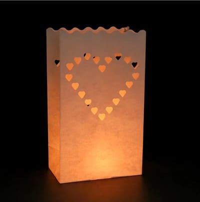 Go Go Gadget - Candle bag - Windlicht - Lantaarn - 1 set van 10 stuks - Wit - Hart