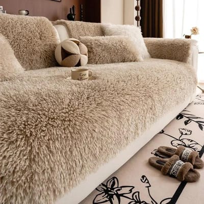 Lamsvacht Zacht Bankkussen Winter Warm Pluche Bankhoezen voor Woonkamer Luxe Antislip Universele Bankhoezen Thuis A 70x70cm 1pc
