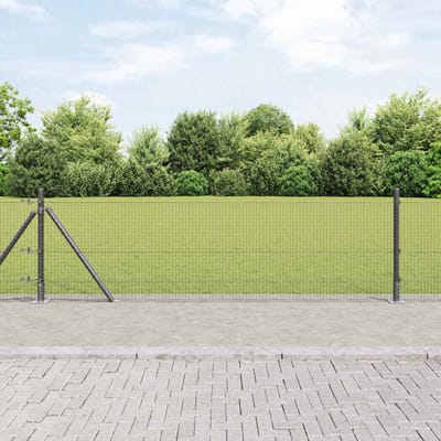 vidaXL - gelast - draadhek - met - betonnen - voetstuk - 10 - x - 0,4 - m - Grijs - Mesh