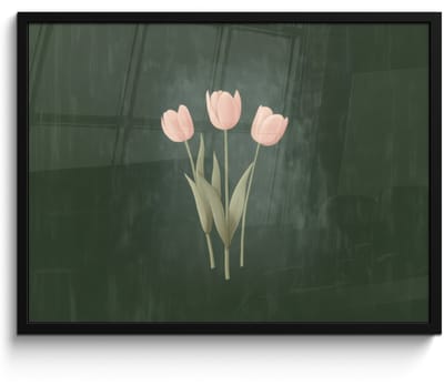 Poster in lijst - Fotolijst 70x50 cm - Posters - Tulpen - Liefde - Donkergroen - Posterlijst zwart - Decoratie - Wanddecoratie woonkamer - Muurdecoratie slaapkamer