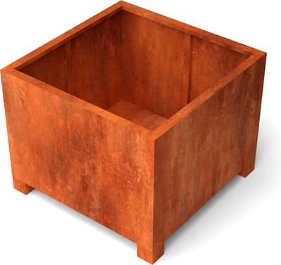 Plantenbak Artesa Cortenstaal met 90mm poten 1000x1000x800mm (LxBxH) - Materiaaldikte 2mm.