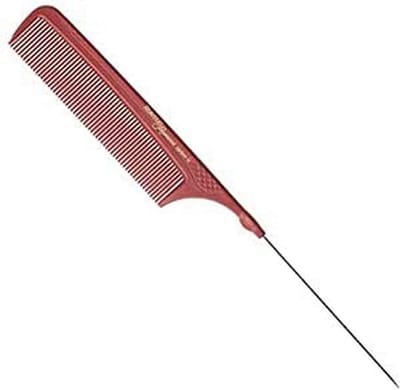 Naaldsteelkam Carbon - Professionele Kam - Gedetailleerd Stijlen - Ergonomische Grip - 22 cm Lengte - Rood