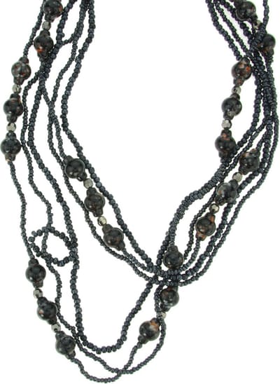 Behave - Set kettingen dames - Zwart kralenmix - Boho layering - 120 cm