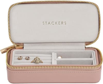 Reis Sieraden Doos - Sieraden Organizer - Veilig Opbergen - Verstelbare Divider - 16x7x4.5 cm - Koper Rosé