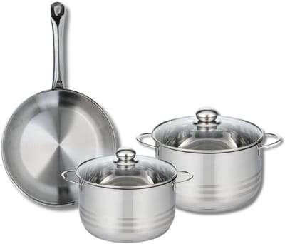 Set van 1 Koekenpan 28 cm en 2 kookpotten 20 en 24 cm Elo Profi Brillant