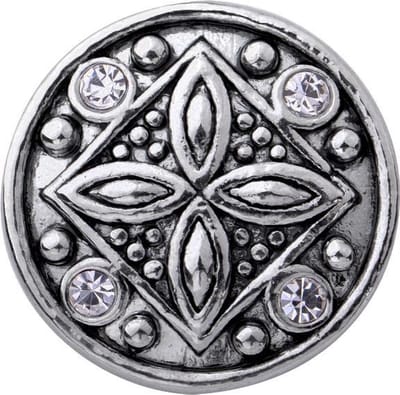 Quiges - Dames Click Button Drukknoop 18mm Ornament Bloem Symbool met Zirkonia - EBCM363