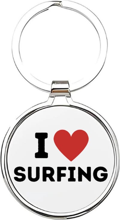 Akyol - i love surfing Sleutelhanger - Surf - surfers - surfen - sporten - olympischesport - watersport - surfboard - golfrijden - plankzeilen - zee - vakantie - 4 x 7,5 CM