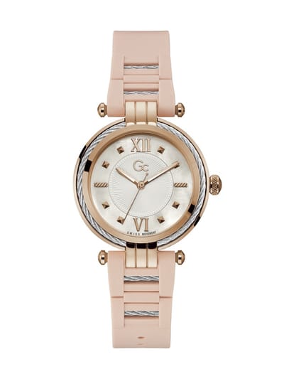 Gc Gc Cablebijou Quartz Analoog Horloge Rosé Gouden Tint Kast: 100 % Roestvrij Staal | Band: 100 % Siliconen 36 Y56005L1MF, Y56006L5MF
