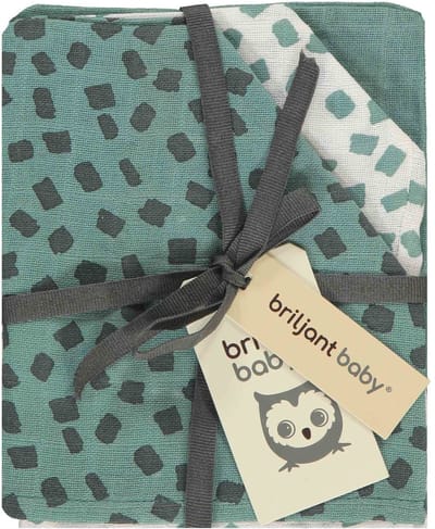 Briljant Baby - Washandjes Hydrofiel 17x20 - Flocks - 3 Stuks - Groen