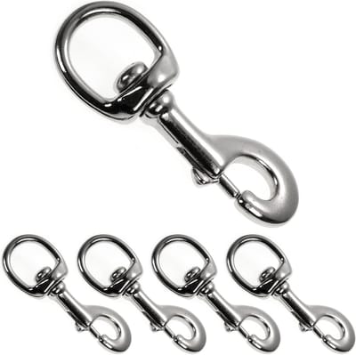 Set van 4 Robuuste Karabijnhaken met Draaischarnier voor Hondenhalsband en Paracord - 100 mm, Zilver