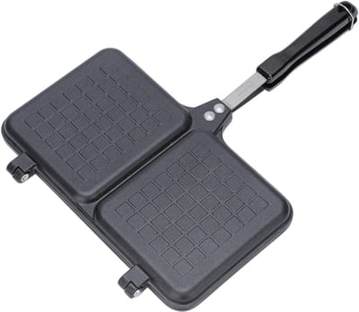 Sandwich Maker - Dubbele Plaat - Outdoor Koken - Antiaanbaklaag - 25.5 cm Breed - Zwart