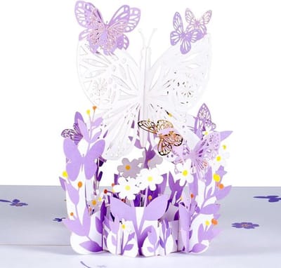 Pop-up wenskaart met 3D-bloemen en vlinders voor verjaardag, Valentijnsdag en meer