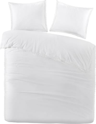 Droomtextiel Papillon Dekbedovertrek Karel Wit Eenpersoons 140x200/220 cm - Hoogwaardige Percale Katoen - Super Zacht
