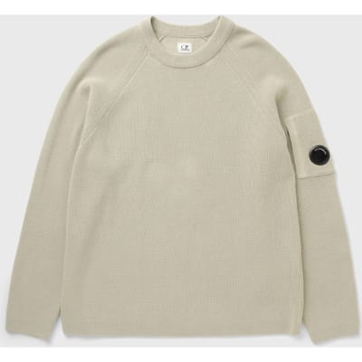 WAFFLE KNIT COTTON CREWNECK LENS SWEATER