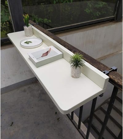 Opklapbare bijzettafel - Balkontafel hangend - Buiten zitten - Verstelbaar ontwerp - 80 x 40 cm - Wit