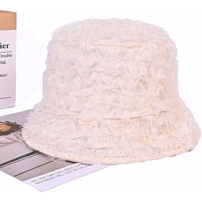Herfst en Winter Kant Bloemenhoed voor Dames Casual en Veelzijdige Vissershoed Grote Hoofdomtrek Die Gezicht Klein Laat Zien Emmerhoed Japanse Bekkenhoed One Size white
