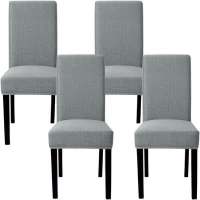 Unyqoos ® Universele Stretch Stoelhoezen voor Eetkamer, Set van 4, Afneembaar en Wasbaar, Donkergrijs