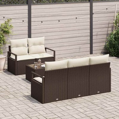 vidaXL - Tuinbank - Set - 6 - st - 5-Aantal - zitplaatsen - Bruin - en - Crème