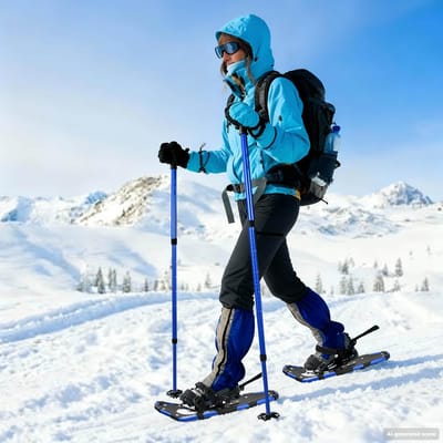 vidaXL - 3 - in - 1 - sneeuwschoenen - met - wandelstokken - Blauw - en - Zwart