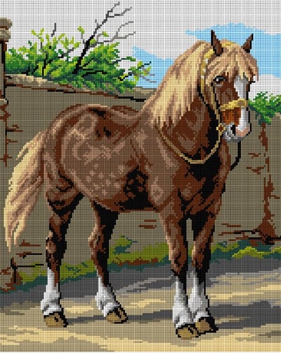 Borduurstramien Orchidea - After Otto Eerelman - Draft Horse - trekpaard - (VOORBEDRUKT STRAMIEN ZONDER GARENS)