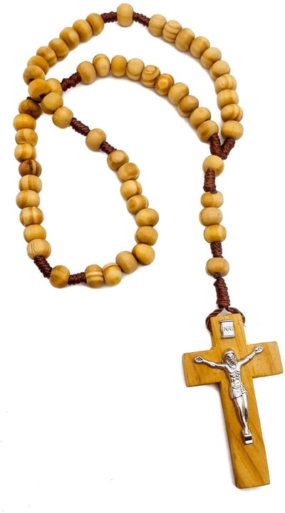 Store_8 - Olijfhouten Gebedsrozenkrans - Handgemaakt - Houten Kralen - Katholiek - Jezus Kruis - Perfect voor Spiritueel Gebruik - Geschikt voor Dames