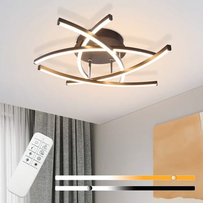 NETTLIFE Plafondlamp LED - Zwart - 32W - 5 Lichts - 3000-6500K Dimbaar - Moderne Woonkamerlamp - Metaal - met Afstandsbediening voor Slaapkamer | Keuken | Gang | Eetkamer