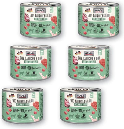 MAC's Kattenvoer Natvoer Blik 99% Eend, Konijn en Rund 6 x 200g