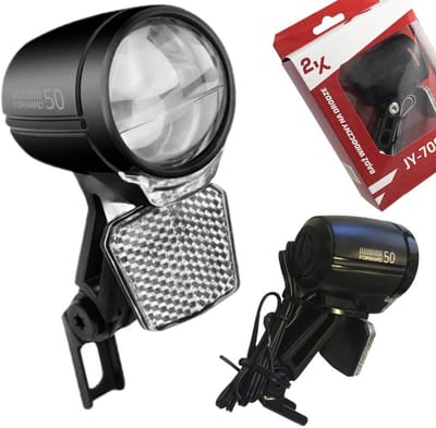 2K Optic Series - Fietsverlichting Voorzijde - Naafdynamo - 50 Lux LED - Lichtsensor & Dagrijverlichting