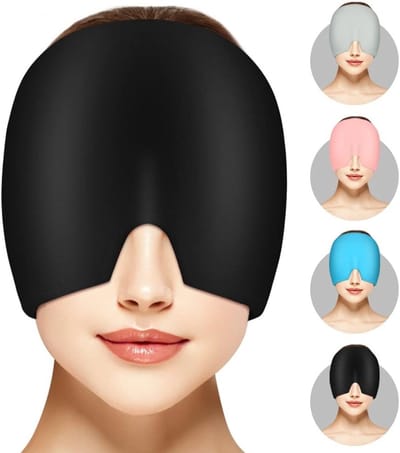 Koelkap met Gel voor Migraine en Hoofdpijnverlichting - Rekbaar Slaapmasker tegen Opgezwollen Ogen en Stressverlichting (Zwart)