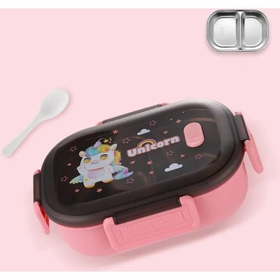 1 Pcs Boîte à Lunch Bento 900ML en Acier Inoxydable Enfants École Pique-nique Portable Scellée Mignonne Récipient Alimentaire Boîte à Lunch Boîte pour Déjeuner et Dîner gray