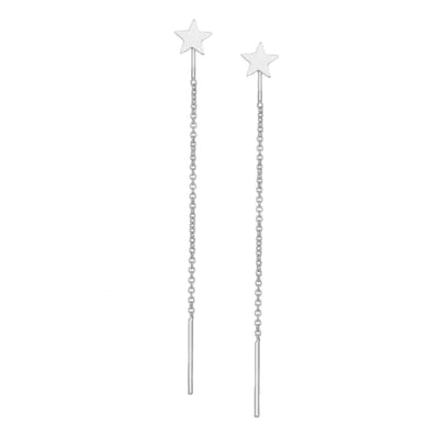 EAR IT UP - Doortrekoorbellen - Ster - Threader - Gerhodineerd 925 sterling zilver - 60 x 6 mm - 1 paar