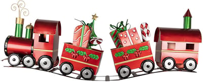 Clayre & Eef Kerstdecoratie Trein 140x24x52 cm Rood Metaal