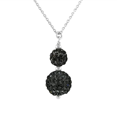 Crystal Preciosa Duo Necklace Black Silver 925