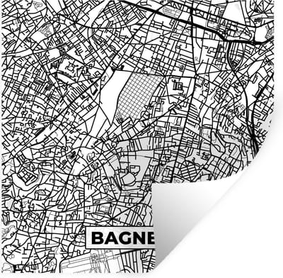 Muurstickers - Sticker Folie - Kaart - Plattegrond - Frankrijk - Stadskaart - Bagneux - Zwart wit - 100x100 cm - Plakfolie - Muurstickers Kinderkamer - Zelfklevend Behang XXL - Zelfklevend behangpapier - Stickerfolie