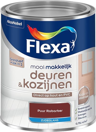 Flexa - Mooi Makkelijk Deuren & Kozijnen Zijdeglans - Puur Rabarber - Mengverf - 750 Ml